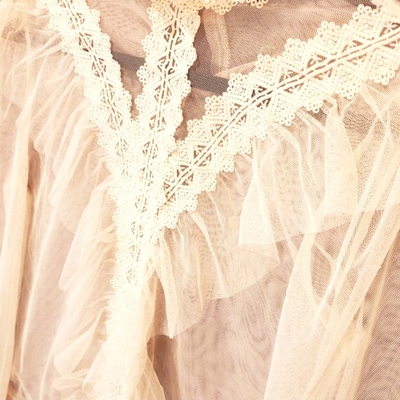 NEW: SHEER MOCK NECK RUFFLED BLOUSE - Picture 3 of 16